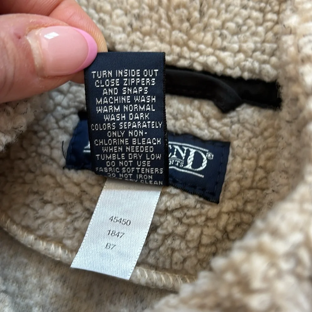 Land’s End Cream Sherpa Zip-Up Vest with Stand-Up Collar